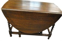 Antique Oak Oval Drop Leaf Table