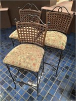 Lot of 3 Matching Iron and Rattan Barstools