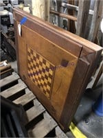 WOOD CARD TABLE W/ CHECKERBOARD TOP