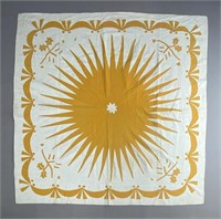 Sunburst Medallion Hand Made Antique Quilt