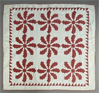 Hand Made Red and White Antique Quilt