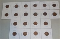 Lot of 20 1960's Canadian Pennies 1 Cent Coins