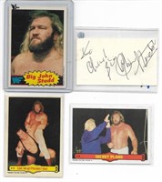 Lot of 3 Big John Studd 1985 WWF cards & Autograph