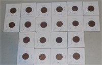 Lot of 20 1960's US Pennies 1 Cent Coins