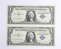 (2) SERIES OF 1957A $1 SILVER CERTIFICATES