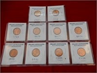 2- BRILLIANT UNCIRCULATED WHEAT CENTS & 8
