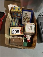 Box lot Christmas tins and extra