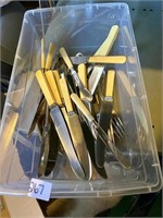 VINTAGE CUTLERY  IN CLEAR BIN