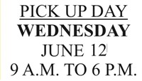 Pick up Wednesday June 12 from 9 to 6 pm