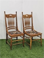 EARLY 20TH CENTURY OAK SPINDLE BACK CHAIRS