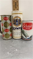 3PC VINTAGE BEER LOT- SCHMIDT SCHAEFER OLYMPIA