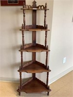 Antique Solid Walnut Corner what not shelf