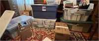 five boxes of assorted books