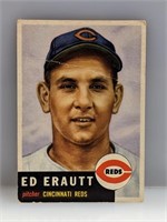 1953 Topps #226 Ed Erautt Reds Crease