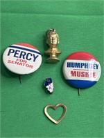 Election Pins-Percy, Humphrey/Muskie, JFK