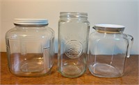 Frigoverra Water Pitcher and 2 Nice Glass Jars