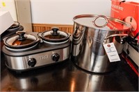 Tru 2-Pots Slow Cooker & Lg Stainless Steel