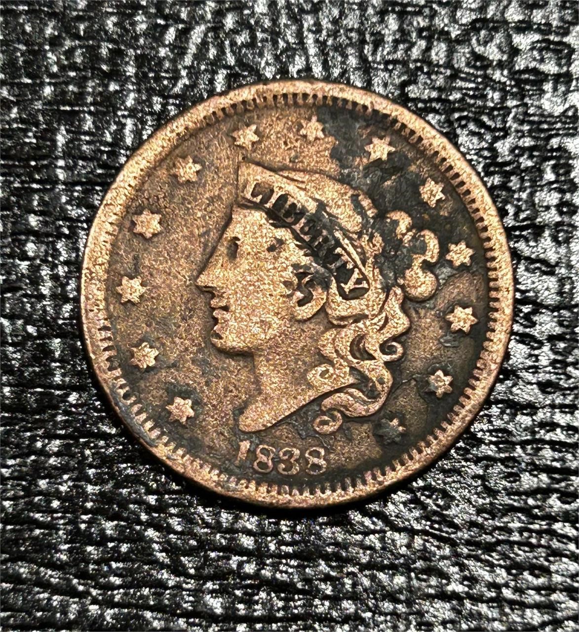 U.S. 1838-P Coronet Liberty Head Large Cent