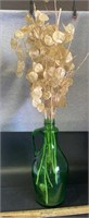 GREEN GLASS BOTTLE W/DRIED FLOWERS???