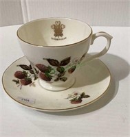 Sandringham tea cup and saucer with strawberry