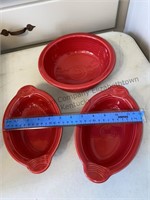3 red fiesta wear serving bowls