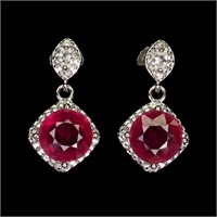 Natural Pigeon Blood Red Ruby Earrings