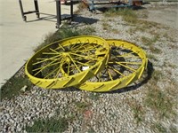 Pair of Yellow Vintage 48" Wagon Wheels