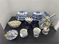 Vintage white and blue items
