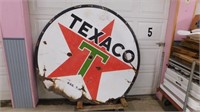 6 ft Texaco DSP pole sign, large barrel gunshot