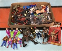 Flat of action figures & parts