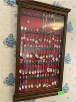 Collectible Spoons In Display Cabinet