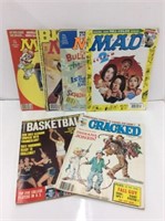 5 Magazines - Mad, Cracked, Basketball