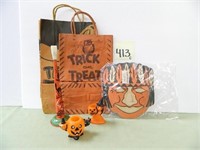 Vintage Halloween Pieces - (2) Plastic Pumpkins,