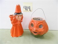 (2) Vintage Cardboard Halloween Pieces - Witch &