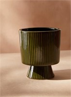 Simons Grooved footed planter-Green