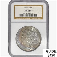 1887 Morgan Silver Dollar NGC MS63*