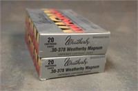(2) Boxes Weatherby 30-378 Magnum Ammo