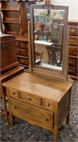 Small Antique Oak Dresser (W/ Mirror)