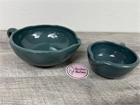 2 teal nesting stoneware pour bowls