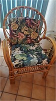 Rattan Chair W/ Mismatched Cushions
