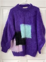 Purple Hand Knit Angora sweater Marie Stuart