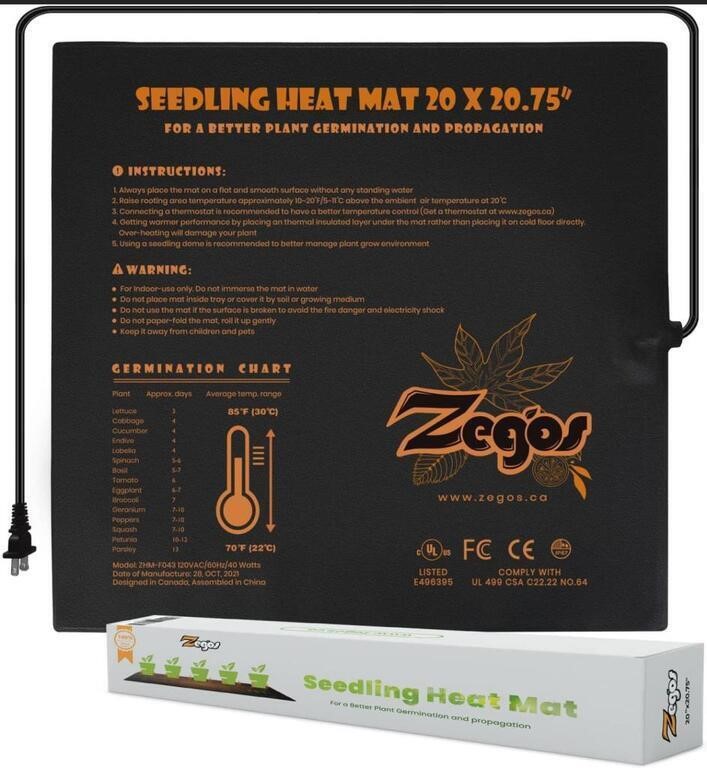 ZEGOS SEEDLING HEAT MAT 20x20.75IN 110-120V 40