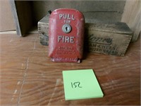 Vintage metal wall mounted fire alarm pull
