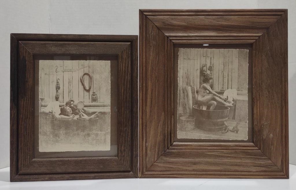 Vtg. R. Hendrickson Sepia Print Bath Tub Art