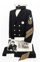 COLD WAR USN CPO NAMED UNIFORM & NIMITZ PHOTOGRAPH