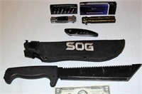 SOG Sogfari, Duck, Milano Stiletto, Gut Hook Knive