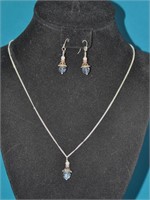 .925 Silver & Crystal Necklace & Post Earrings Set
