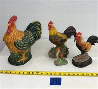 Ceramic 12” rooster canister, 10 “ , 8 “ ,  4.5”