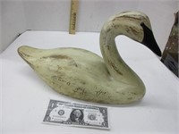 Hand carved swan signed on bottom