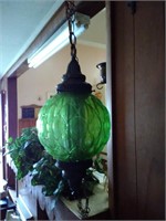 AWESOME RETRO MCM GREEN GLASS SWAG LAMP